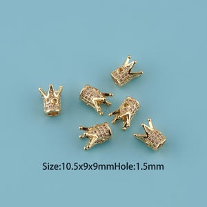 18K Gold Filled CZ crown spacer beads,crown Spacer Beads,spacer bead charm,DIY Bracelet Necklace Jewelry Perforated Bead