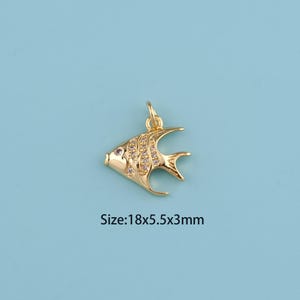 18K Gold Filled fish Pendant,fish Charm,Gifts for Mom, Holiday Gifts, DIY Jewelry Supplies