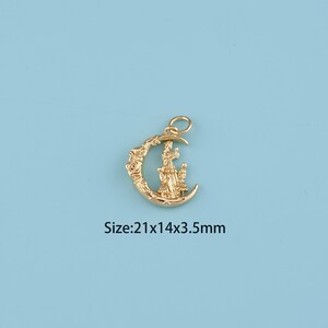 18K Gold Filled mother and daughter pendant,CZ mother&#39;s day gift Pendant,flower moon Charm,DIY Jewelry Supplies