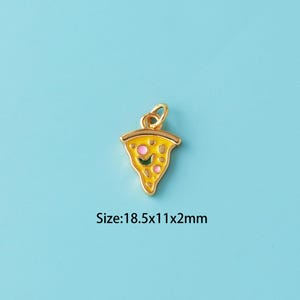 18K Gold Filled Enamel pizza Pendant,pizza Necklace,pizza Charms, Earrings Jewelry Making