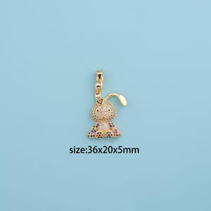 18K Gold Filled rabbit pendant,CZ rabbit charm, Easter Bunny Rabbit Hare Jewelry Charm Chain Pendant Necklace Christmas Best Friend Gift