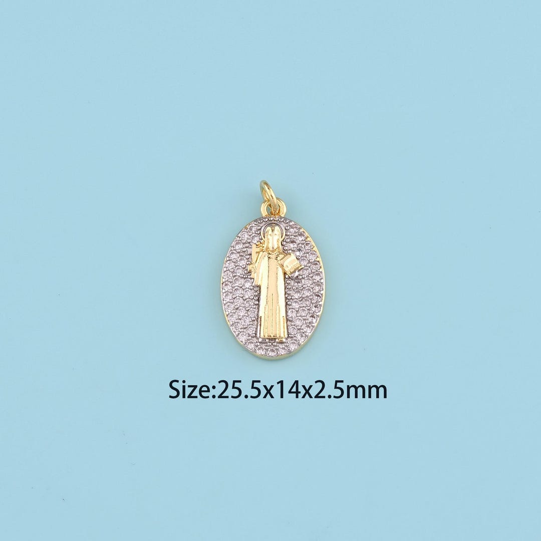 18K Gold Filled St Jude Pendant,round Religion Jewelry Gift Necklace ...