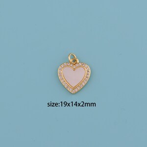 18K Gold Filled Enamel Heart Pendant,Love Heart Pendant,CZ Micro Pave Heart charm,Gift for Her,Valentine&#39;s Day Gift,DIY Jewelry Supplies