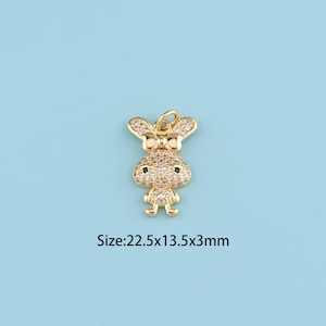 18K Gold Filled CZ rabbit pendant,rabbit charm, Easter Bunny Rabbit Hare Jewelry Charm Chain Pendant Necklace Christmas Best Friend Gift