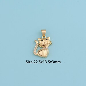 18K Gold Filled CZ cat Pendant,cat Pendant,cat charm,Gift for Her,Valentine&#39;s Day Gift,DIY Jewelry Supplies