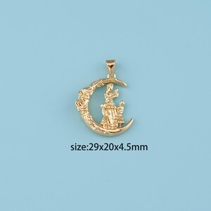18K Gold Filled mother and daughter pendant,CZ mother&#39;s day gift Pendant,flower moon Charm,DIY Jewelry Supplies