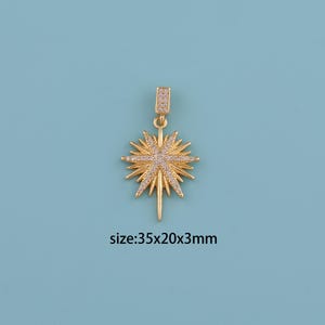18K Gold Filled North Star Pendant,Celestial Necklace,Colorful North Star charm,Starburst Diamond Pendant,Polaris Necklace,Gift for her