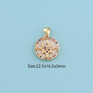 18K Gold Filled polar star Pendant,Dainty Celestial Jewelry,Enamel polar star Charm Necklace,,Suitable For Jewelry Accessories