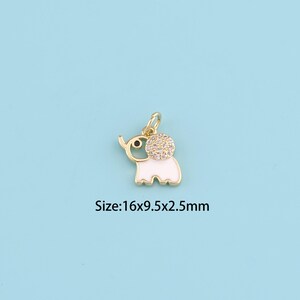 Colar de elefante com acabamento em ouro 18K, pingente delicado de elefante esmaltado, amuleto da sorte, presente animal, presente de Natal, presente para ela, presente para a mãe