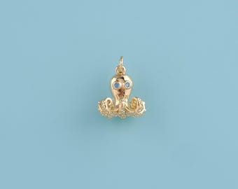 18K Gold Filled octopus Pendant,CZ Micro Pave Ocean jewelry Charm Necklace,Sea Life Pendant, DIY Jewelry Supplies