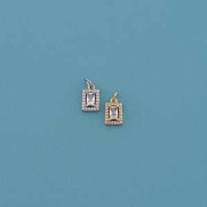 18K Gold Filled CZ rectangle Pendant,rectangle Pendant,rectangle charm,Gift for Her,Valentine&#39;s Day Gift,DIY Jewelry Supplies