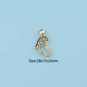 18K Gold Filled CZ heart Mom Pendant,Family Pendant,Mom charm,Gift for Her,Valentine&#39;s Day Gift,DIY Jewelry Supplies