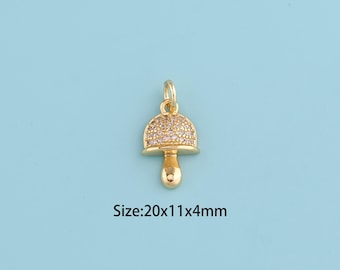18K Gold Filled mushroom pendant,CZ mushroom,Cute Gift for Mushroom Lovers Dainty Necklace Mushroom Necklace Mushroom Lover Gift Ideas