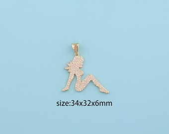 Collier féministe en or 18 carats, silhouette féminine, pendentif corps de femme, autonomisation de la femme, cadeau pour elle, cadeau de Saint-Valentin, bijoux à bricoler soi-même