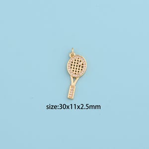 18K Gold Filled Tennis racket pendant, CZ Match Charm,Tennis Racket Bracelet , Sport&#39;s Jewelry,Sport&#39;s Lover Gift,DIY Jewellery Supplies