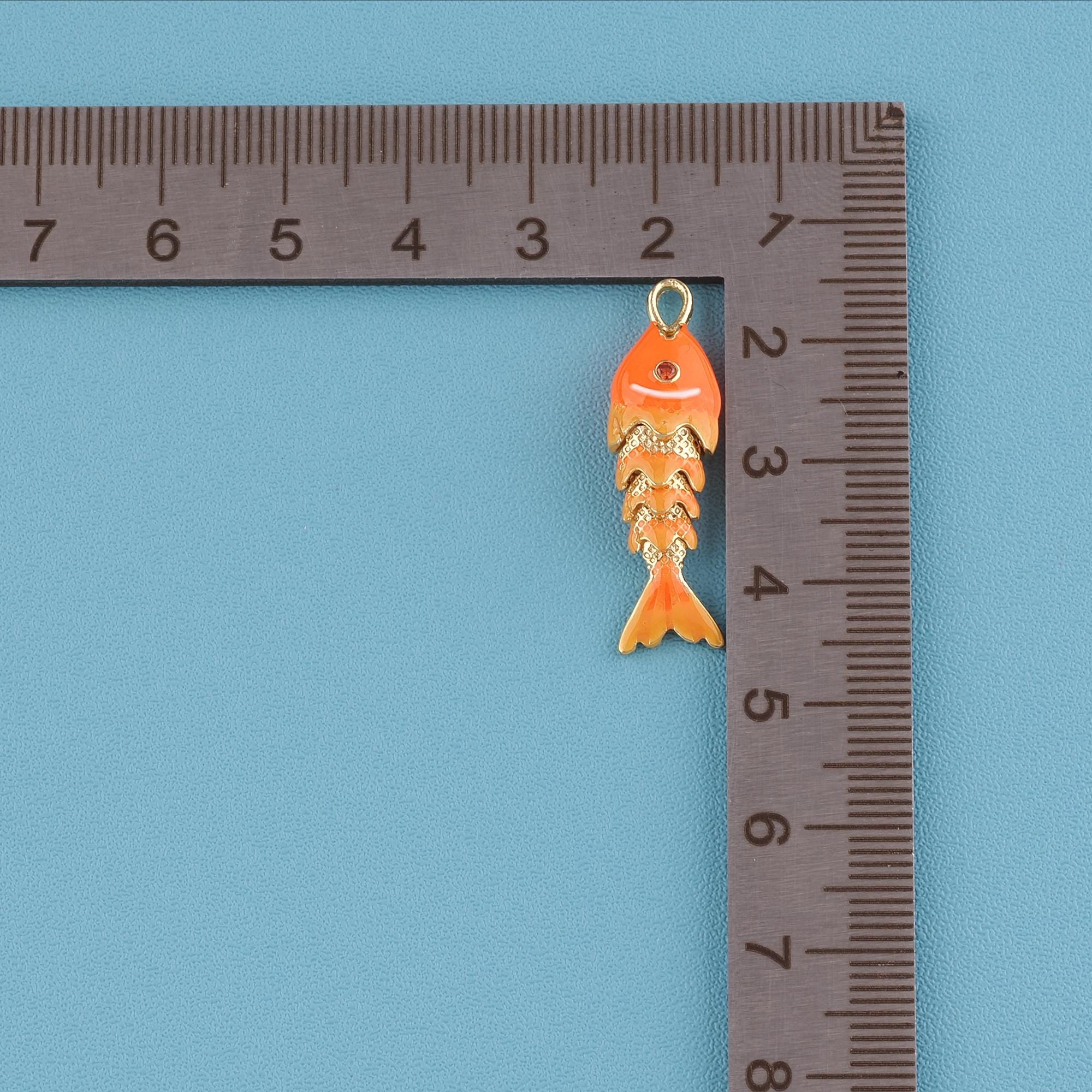 18Kゴールドフィルドの魚ペンダント、エナメルのかわいい魚ネックレス