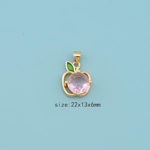 18K Gold Filled Enamel Apple Pendant,Apple Necklace,Fruit Charms,DIY Fruit Necklace Earrings Jewelry Making