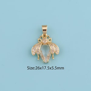 18K Gold Filled CZ Insect Pendant,Insect Pendant,Insect charm,Gift for Her,Valentine&#39;s Day Gift,DIY Jewelry Supplies