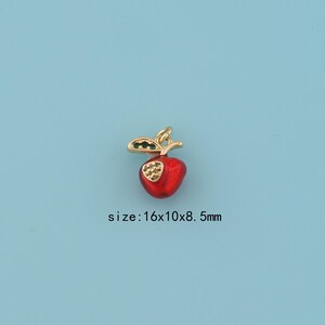 18K Gold Filled Enamel Apple Pendant,Apple Necklace,Fruit Charms,DIY Fruit Necklace Earrings Jewelry Making