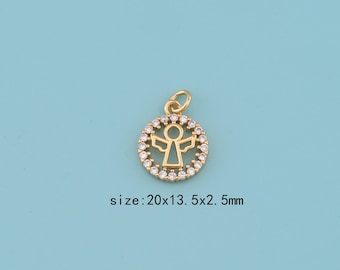 18K Gold Filled Angel Wings Charms,CZ Micro Pave Angel charms,Angel Wings Charms DIY Jewelry Supplies