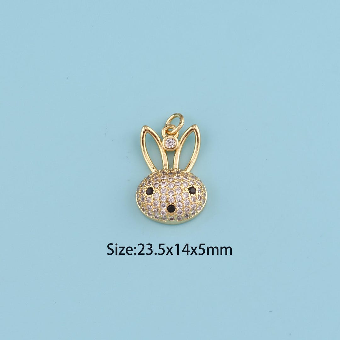 18K Gold Filled CZ Rabbit Pendant,rabbit Charm, Easter Bunny
