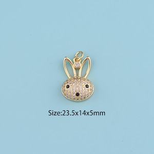 18K Gold Filled CZ rabbit pendant,rabbit charm, Easter Bunny Rabbit Hare Jewelry Charm Chain Pendant Necklace Christmas Best Friend Gift