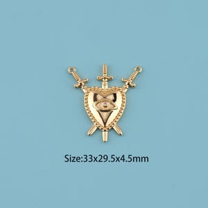 18K Gold Filled Heart Pendant,Heart Pendant,Sword charm,Gift for Her,Valentine&#39;s Day Gift,DIY Jewelry Supplies