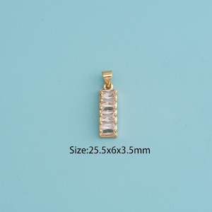 18K Gold Filled CZ rectangle Pendant,rectangle Pendant,rectangle charm,Gift for Her,Valentine&#39;s Day Gift,DIY Jewelry Supplies