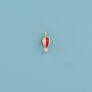 18K Gold Filled balloon pendant,CZ Hot Air Balloon Pendant,Enamel Hot Air Balloon Charms,Travel Jewelry Charm,DIY Jewelry Making Supply