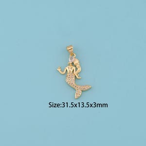 18K Gold Filled CZ mermaid Pendant,mermaid Pendant,ocean charm,Gift for Her,Valentine&#39;s Day Gift,DIY Jewelry Supplies