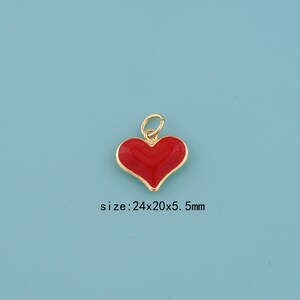 18K Gold Filled Enamel Heart Pendant,Love Heart Pendant,CZ Micro Pave Heart charm,Gift for Her,Valentine&#39;s Day Gift,DIY Jewelry Supplies