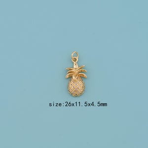 18K Gold Filled CZ Pineapple Pendant,Pineapple Necklace,Fruit Charms,DIY Fruit Necklace Earrings Jewelry Making