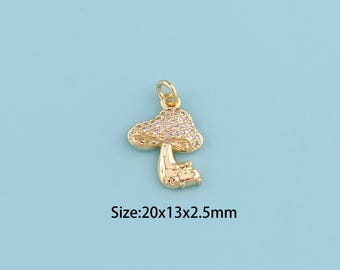 18K Gold Filled mushroom pendant,CZ mushroom,Cute Gift for Mushroom Lovers Dainty Necklace Mushroom Necklace Mushroom Lover Gift Ideas