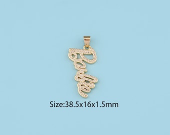 18K Gold Filled CZ Barbie Pendant,Barbie Necklace,letter Charms, Earrings Jewelry Making