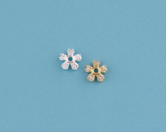 18K Gold Filled Flower Bead Spacer,Flower Beads Cap For Jewelry Making Supplies,Floral Bead Cap,Flower Charm Cap,Flower Bracelet Beads Cap