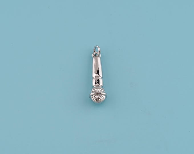 Silver microphone charm,microphone pendant charm,microphone pendant,microphone charm for charm bracelets, travel jewelry