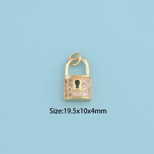 18K Gold Filled CZ Lock Pendant,Lock pendant,Lock Charm,Gift for Her,DIY Jewelry Supplies