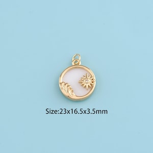 18K Gold Filled round polar star Pendant,Dainty Celestial Jewelry,Enamel polar star Charm Necklace,,Suitable For Jewelry Accessories
