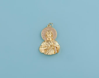 18K Gold Filled Saint Jude Pendant,Saint Jude Pendant Necklace,Religious Jewelry,Perfect Gift, San Judas Tadeo, Catholic Jewelry