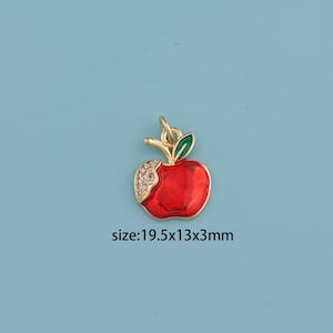 18K Gold Filled Enamel Apple Pendant,Apple Necklace,Fruit Charms,DIY Fruit Necklace Earrings Jewelry Making