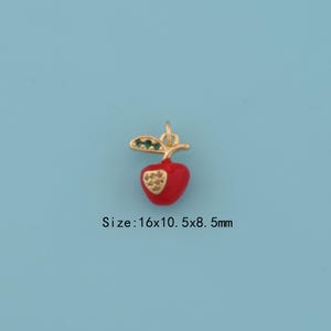 18K Gold Filled Enamel Apple Pendant,Apple Necklace,Fruit Charms,DIY Fruit Necklace Earrings Jewelry Making