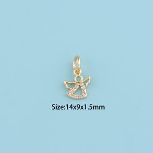 18K Gold Filled Angel Wings Charms,CZ Micro Pave Angel  charms,Angel Wings Charms DIY Jewelry Supplies