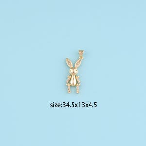 18K Gold Filled rabbit pendant,CZ rabbit charm, Easter Bunny Rabbit Hare Jewelry Charm Chain Pendant Necklace Christmas Best Friend Gift