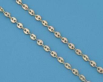 1 meter 18KGold Filled Flat Oval Mariner Link Chain, Bulk Metal Chain, DIY Handmade Necklace Bracelet Jewelry Making Supply Findings