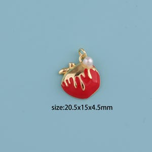 18K Gold Filled Enamel Apple Pendant,Apple Necklace,Fruit Charms,DIY Fruit Necklace Earrings Jewelry Making