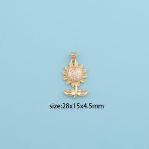 18K Gold Filled sunflower pendant, Dainty sunflower pendant necklace for women,Floral charm necklace, jewelry gift,DIY Jewelry Supplies