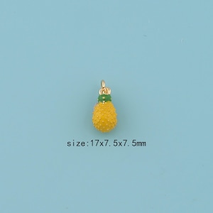 18K Gold Filled Enamel Pineapple Pendant,Pineapple Necklace,Fruit Charms,DIY Fruit Necklace Earrings Jewelry Making