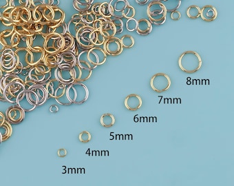 100pcs 18K Gold Jump Rings,Dainty O Shaped Open Jump Rings Bulk,Gold Split Rings for DIY Jewelry Making Supply Findings