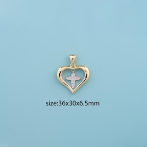 18K Gold Filled Heart Shaped Cross Pendant,Religious Necklace , Daily Heart Necklace , Cross Pendant , Heart Pendant, Gift for Her