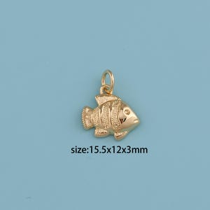 18K Gold Filled Fish Pendant,Fish Pendant,Fish charm,Gift for Her,Valentine&#39;s Day Gift,DIY Jewelry Supplies